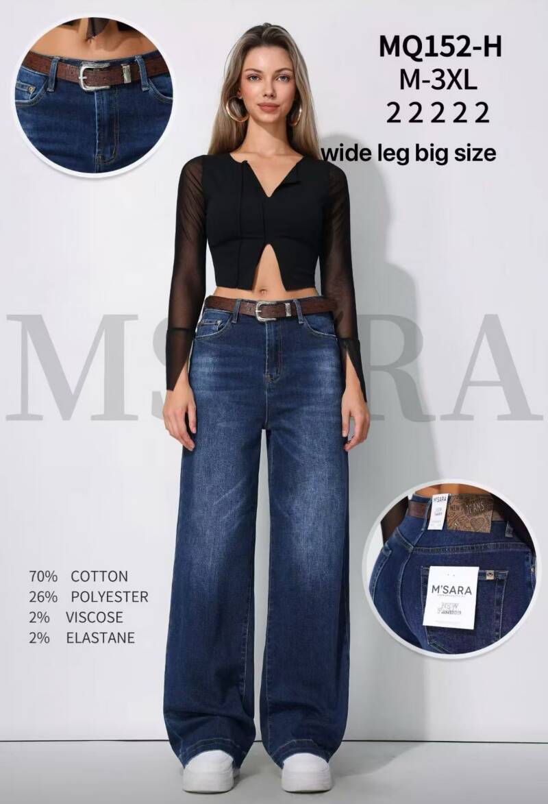 Spodnie jeansy damskie Roz M-3XL, 1 Kolor Paczka 12 szt